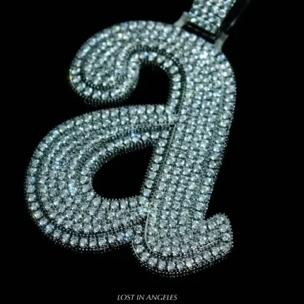 Iced Out Letter a Pendant Necklace Kendrick Lamar Inspired Hip Hop Chain (1)