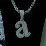Iced Out Letter a Pendant Necklace Kendrick Lamar Inspired Hip Hop Chain (2)