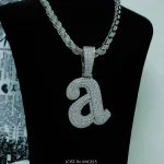 Iced Out Letter a Pendant Necklace Kendrick Lamar Inspired Hip Hop Chain (3)