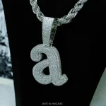 Iced Out Letter a Pendant Necklace Kendrick Lamar Inspired Hip Hop Chain (4)