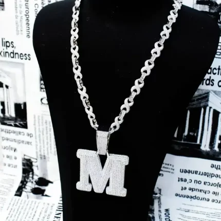 ced Out M Pendant Necklace Hip Hop Jewelry, Kendrick Lamar Inspired (1)