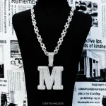ced Out M Pendant Necklace Hip Hop Jewelry, Kendrick Lamar Inspired