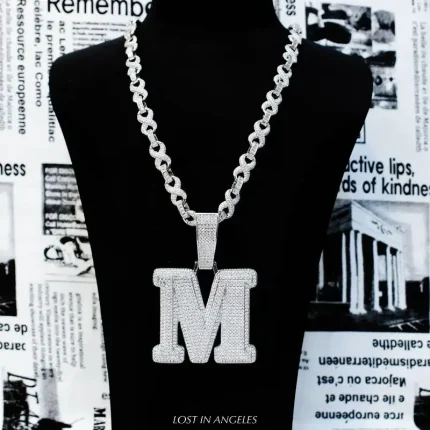 ced Out M Pendant Necklace Hip Hop Jewelry, Kendrick Lamar Inspired