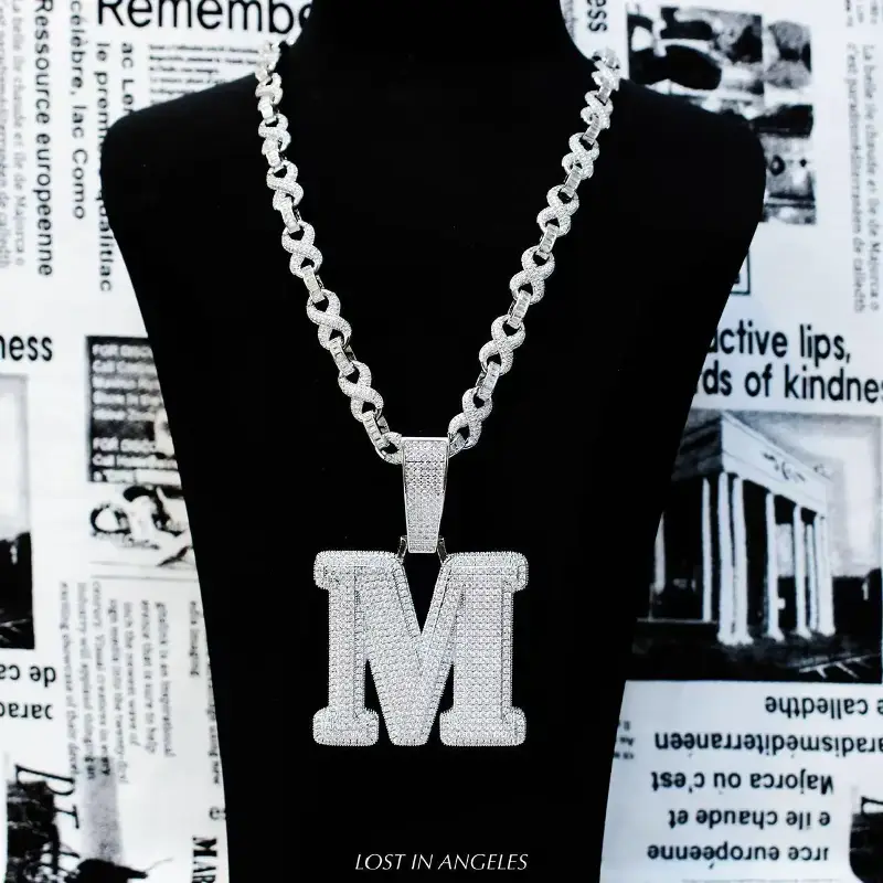 ced Out M Pendant Necklace Hip Hop Jewelry, Kendrick Lamar Inspired ced Out M Pendant Necklace Hip Hop Jewelry, Kendrick Lamar Inspired