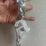 hunky Acrylic Initial Necklace Silver 'A' Pendant, 24 inch Chain A Minor Kendrick Lamar Inspired (5)